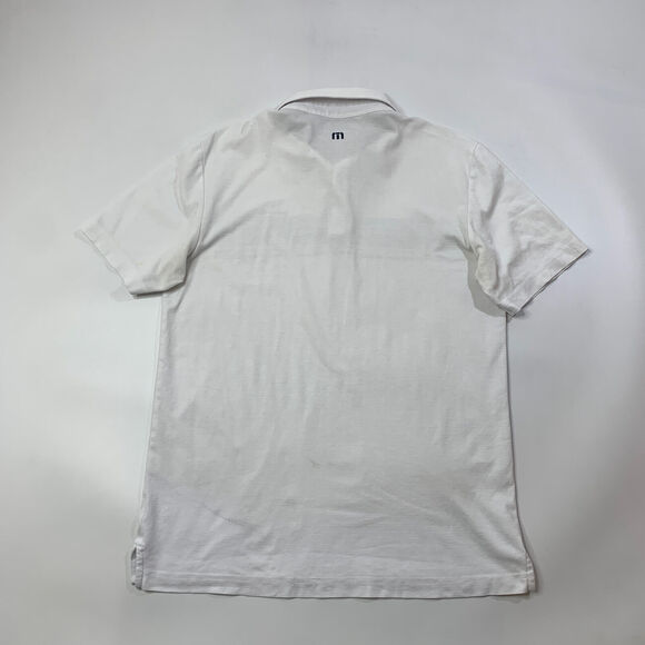 Travis Mathew Polo Shirt Mens M Medium White Surf Slang Stripe Short Sleeve Golf - Picture 3 of 10